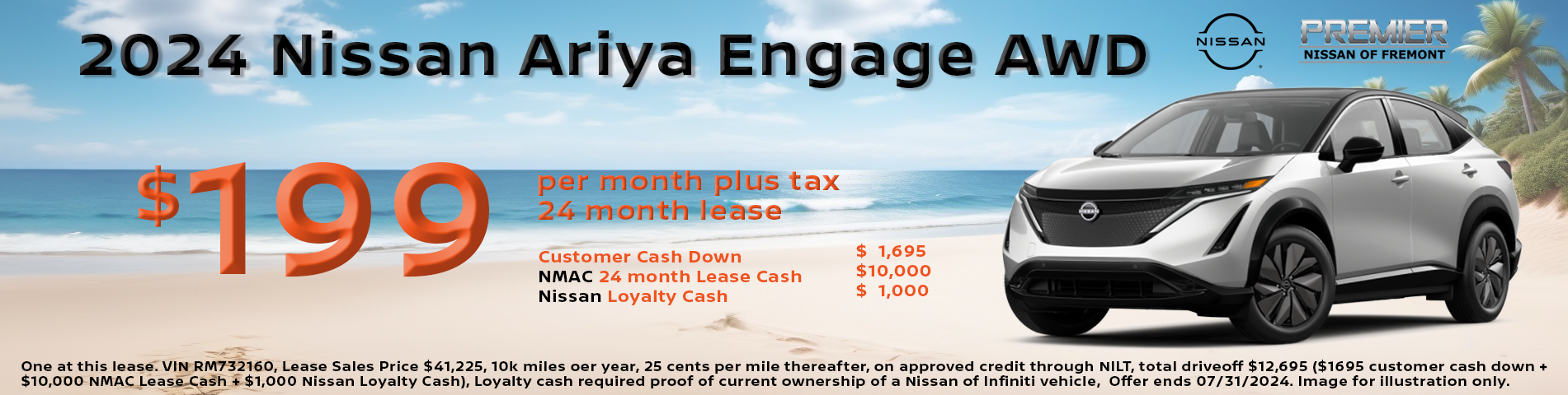 2024 Nissan Ariya Engage for $149 per month