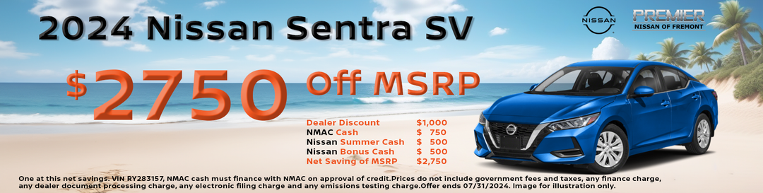 $2750 Off MSRP on 2024 Nissan Sentra SV