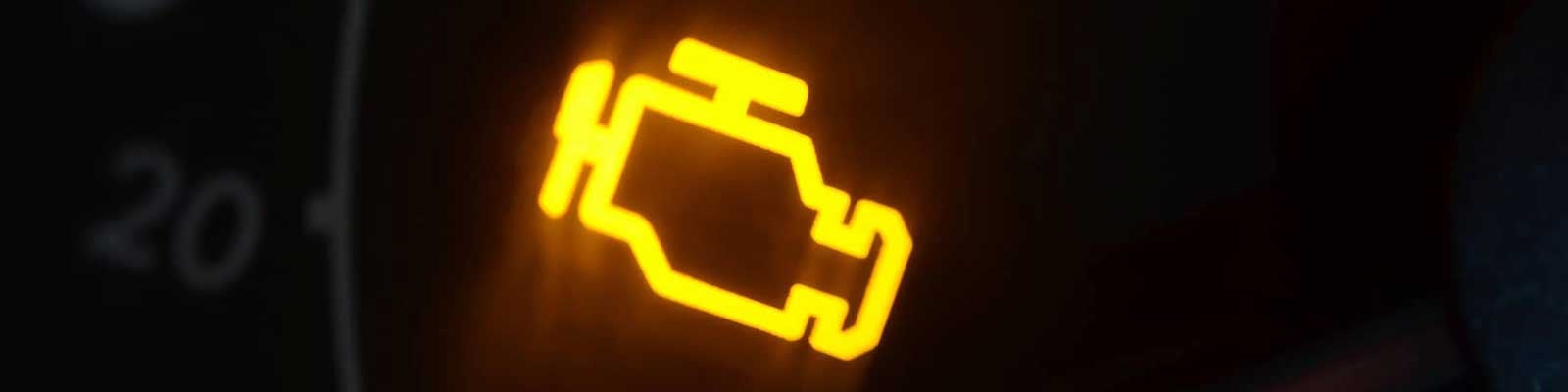 Close up view of a check engine light